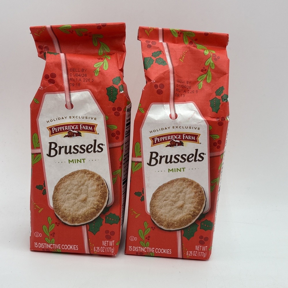 2 pack RARE Pepperidge Farm BRUSSELS MINT Limited Edition Holiday Cookies‎